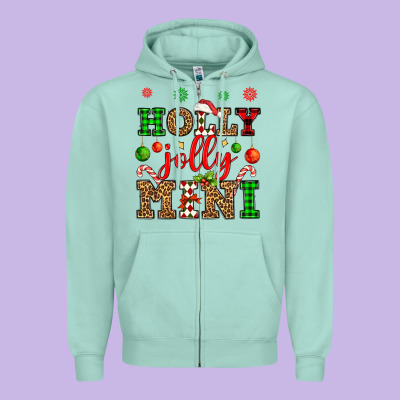 Holly Jolly Mini Zipper Hoodie Designed By Oliviacreatesart
