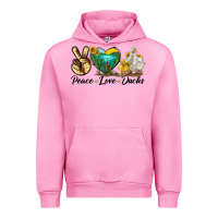 Fuchsia Pink Peace Love Ducks Urban Hoodie - LillyAllenDesigns
