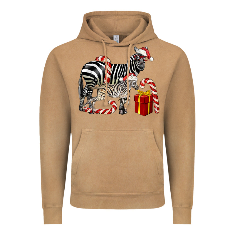 Christmas Zebra Baby And Mama Vintage Hoodie by LillyAllenDesigns | Teevron