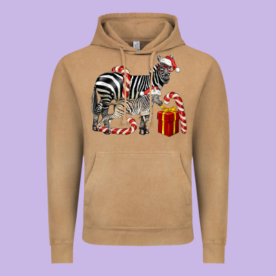 Christmas Zebra Baby And Mama Vintage Hoodie Designed By Lillyallendesigns