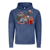 Vintage Denim Christmas Zebra Baby And Mama Vintage Hoodie - LillyAllenDesigns
