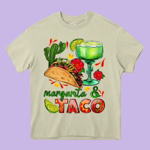 Margarita And Taco Heavy Core Tee Designed By Adodesignshop