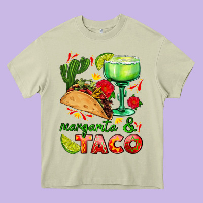 Margarita And Taco Heavy Core Tee Designed By Adodesignshop