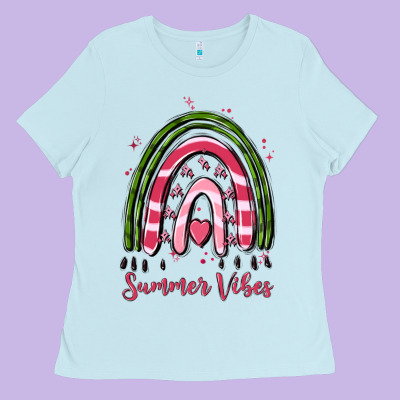 Summer Vibes Ladies Tee Designed By Maliassmallbusiness