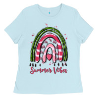 Baby Blue summer vibes Ladies Tee - MaliasSmallBusiness