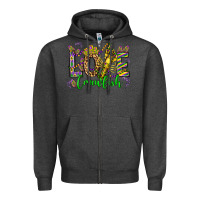 Charcoal Heather love crawfish mardi gras olivia Zipper Hoodie - OliviaCreatesArt