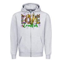 Heather Grey love crawfish mardi gras olivia Zipper Hoodie - OliviaCreatesArt