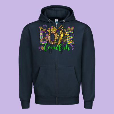 Love Crawfish Mardi Gras Olivia Zipper Hoodie Designed By Oliviacreatesart