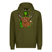 Army Green St. Patrick's Day cow Premium Hoodie - OliviaCreatesArt