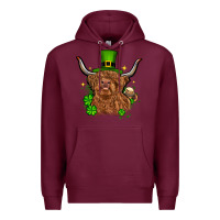 Burgundy St. Patrick's Day cow Premium Hoodie - OliviaCreatesArt