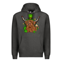 Charcoal Heather St. Patrick's Day cow Premium Hoodie - OliviaCreatesArt