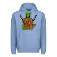 Colony Blue St. Patrick's Day cow Premium Hoodie - OliviaCreatesArt
