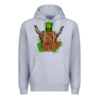 Heather Grey St. Patrick's Day cow Premium Hoodie - OliviaCreatesArt