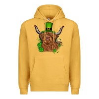 Mustard St. Patrick's Day cow Premium Hoodie - OliviaCreatesArt