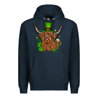 Navy St. Patrick's Day cow Premium Hoodie - OliviaCreatesArt