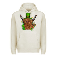 Oatmeal Heather St. Patrick's Day cow Premium Hoodie - OliviaCreatesArt
