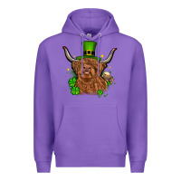 Purple St. Patrick's Day cow Premium Hoodie - OliviaCreatesArt