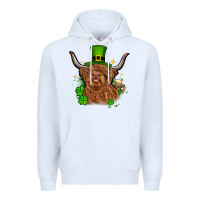 White St. Patrick's Day cow Premium Hoodie - OliviaCreatesArt