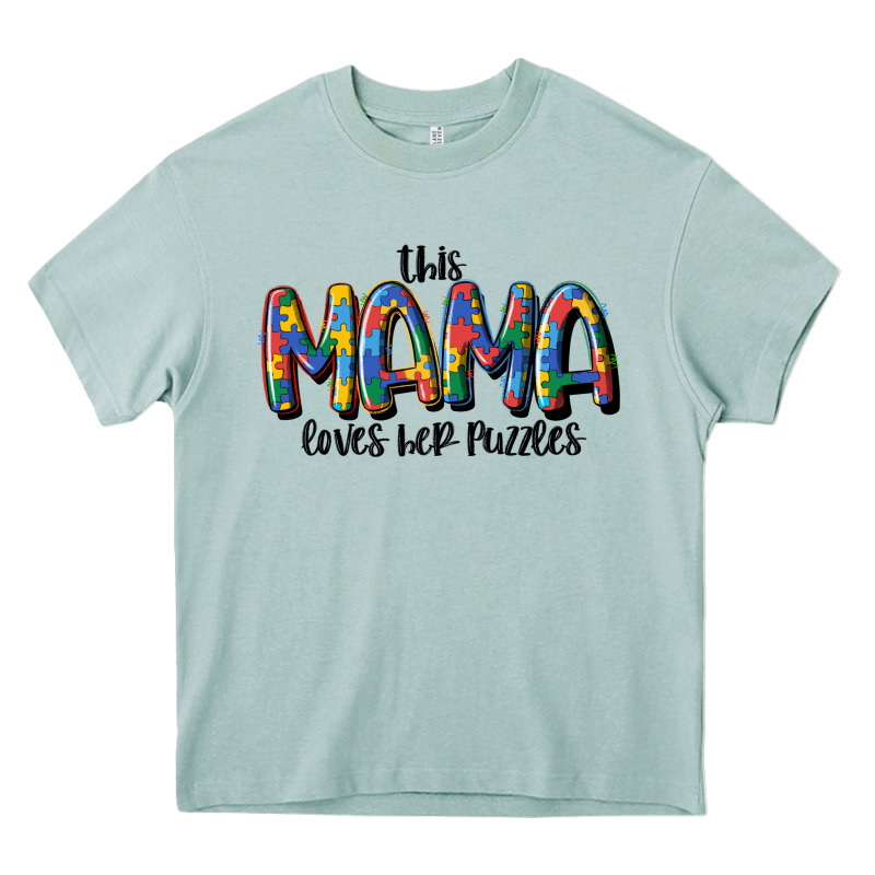 This Mama Loves Her Puzzle Heavy Core Tee by MaliasSmallBusiness | Teevron