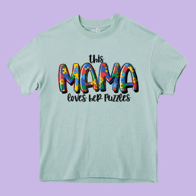This Mama Loves Her Puzzle Heavy Core Tee Designed By Maliassmallbusiness