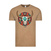 Vintage Coffee turquoise aztec bullskull Vintage Tee - JahusDesignShop