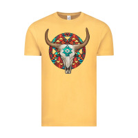 Vintage Mustard turquoise aztec bullskull Vintage Tee - JahusDesignShop