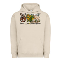Pigment French Oak Peace Love Saanen Goats Urban Hoodie - LillyAllenDesigns