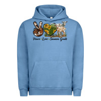 Pigment Pebble Blue Peace Love Saanen Goats Urban Hoodie - LillyAllenDesigns