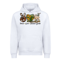 White Peace Love Saanen Goats Urban Hoodie - LillyAllenDesigns