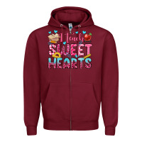 Burgundy i teach sweet hearts olivia Zipper Hoodie - OliviaCreatesArt