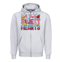 Heather Grey i teach sweet hearts olivia Zipper Hoodie - OliviaCreatesArt