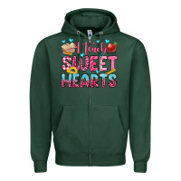Sports Green i teach sweet hearts olivia Zipper Hoodie - OliviaCreatesArt