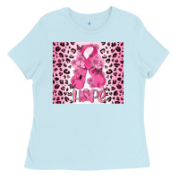 Baby Blue breast cancer with boxing gloves Ladies Tee - MaliasSmallBusiness