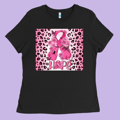 Breast Cancer With Boxing Gloves Ladies Tee Designed By Maliassmallbusiness