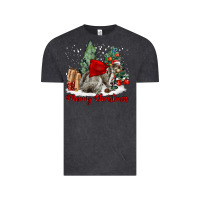 Vintage Black Merry Christmas Gray Squirrel Vintage Tee - LillyAllenDesigns