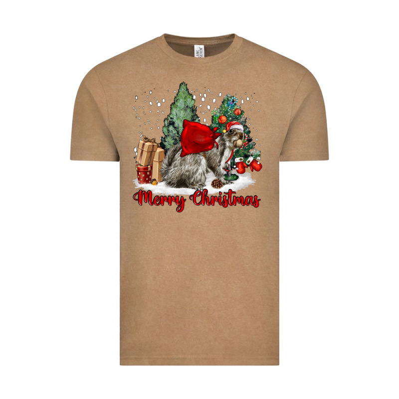 Merry Christmas Gray Squirrel Vintage Tee by LillyAllenDesigns | Teevron