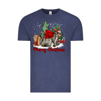 Vintage Denim Merry Christmas Gray Squirrel Vintage Tee - LillyAllenDesigns