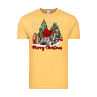 Vintage Mustard Merry Christmas Gray Squirrel Vintage Tee - LillyAllenDesigns