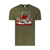 Vintage Olive Merry Christmas Gray Squirrel Vintage Tee - LillyAllenDesigns