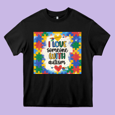 ı Love Someone With Autism Heavy Core Tee Designed By Maliassmallbusiness