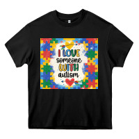 Black ı love someone with autism Heavy Core Tee - MaliasSmallBusiness