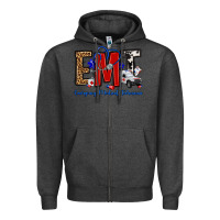 Charcoal Heather emt emergency medical technician Zipper Hoodie - OliviaCreatesArt