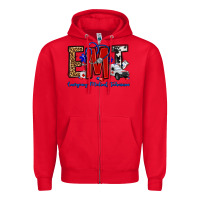 Red emt emergency medical technician Zipper Hoodie - OliviaCreatesArt