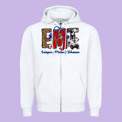 Emt Emergency Medical Technician Zipper Hoodie Designed By Oliviacreatesart