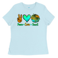 Baby Blue peace love beach Ladies Tee - Jasminsmagicworld