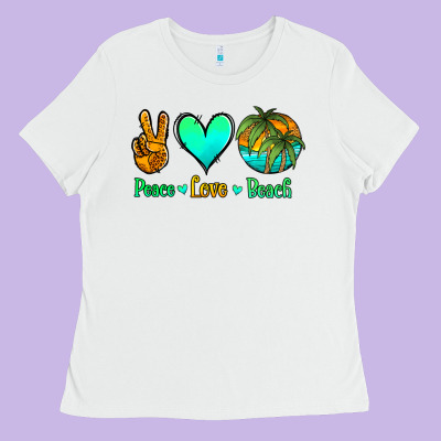 Peace Love Beach Ladies Tee Designed By Jasminsmagicworld