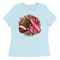 Baby Blue breast cancer ribbon and american football Ladies Tee - MaliasSmallBusiness