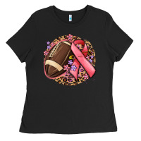 Black breast cancer ribbon and american football Ladies Tee - MaliasSmallBusiness