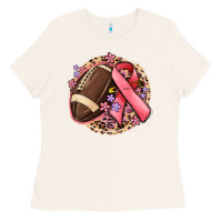 Bone breast cancer ribbon and american football Ladies Tee - MaliasSmallBusiness