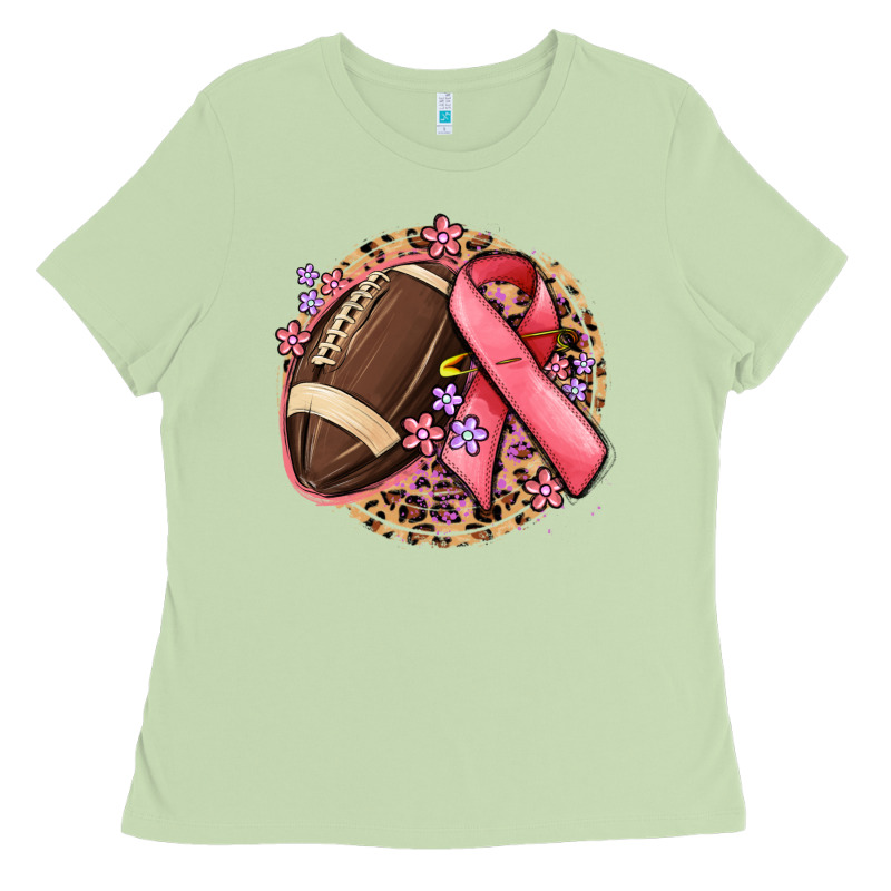Breast Cancer Ribbon And American Football Ladies Tee by MaliasSmallBusiness | Teevron